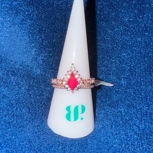 Size 8 Rose Gold Plated Ring with Ruby Fused Stone